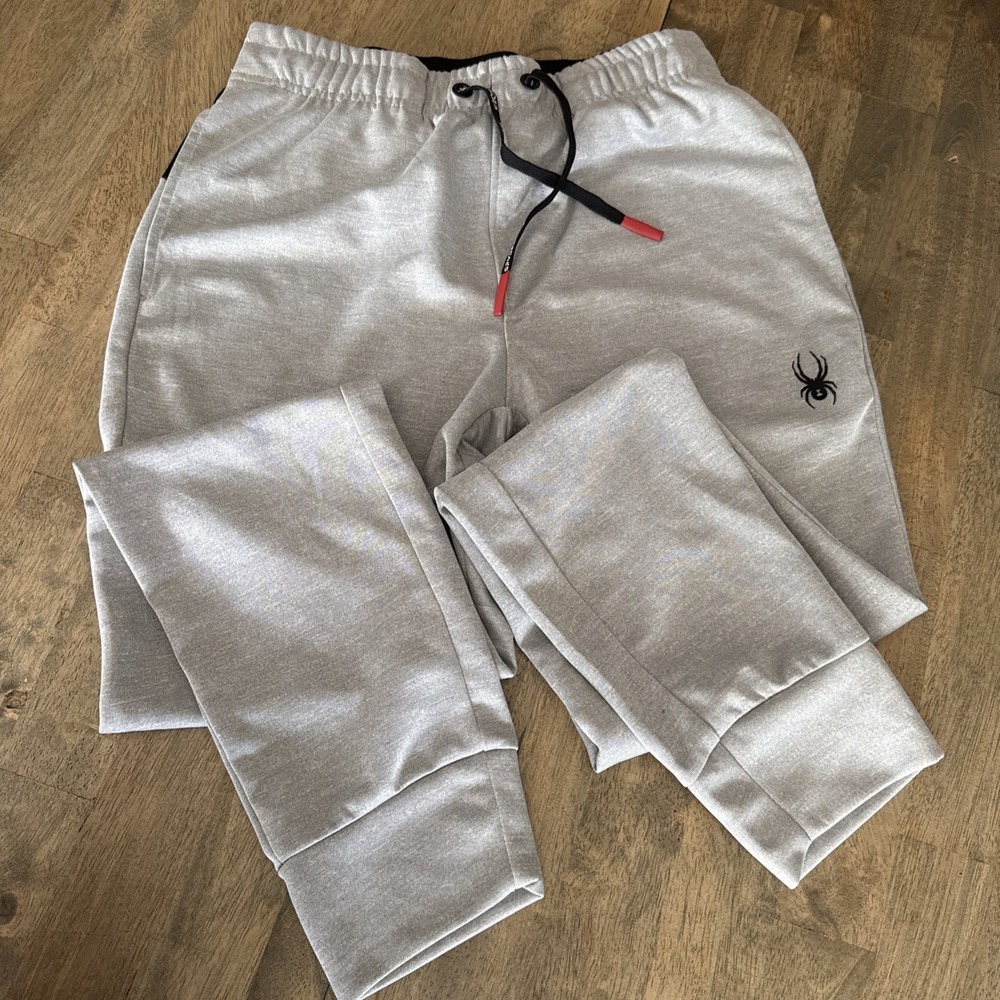 Spyder Proweb Active Sweatpants Mens Light Gray Athletic Joggers Gym Pants Small